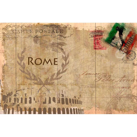 Postcard Rome White Modern Wood Framed Art Print by Allen, Kimberly