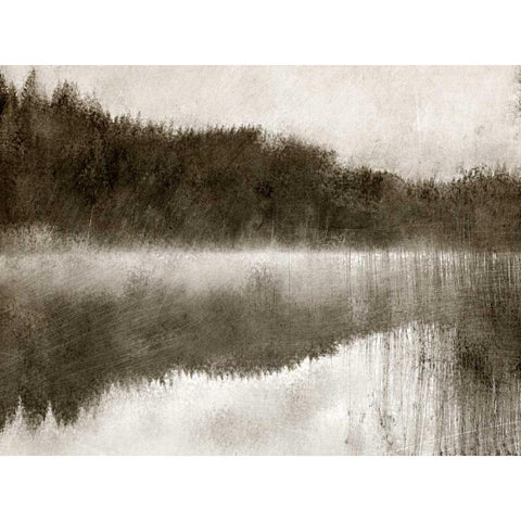 Misty Morning on the Lake Black Modern Wood Framed Art Print with Double Matting by Allen, Kimberly