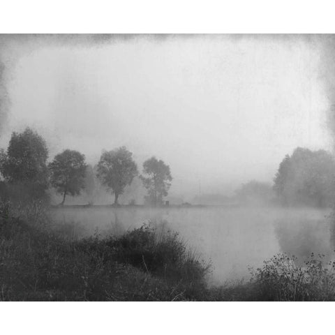 Misty Lake Day Black Modern Wood Framed Art Print with Double Matting by Allen, Kimberly