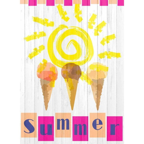 Summer Ice Cream Cones Gold Ornate Wood Framed Art Print with Double Matting by Allen, Kimberly