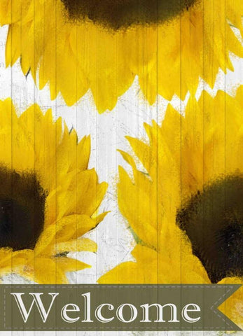 Sunflowers Welcome Black Ornate Wood Framed Art Print with Double Matting by Allen, Kimberly