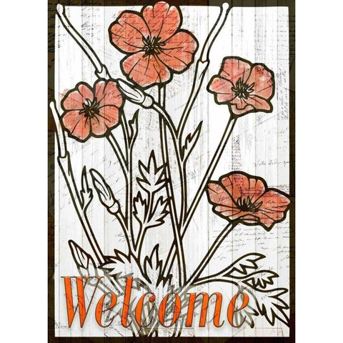 Welcome Poppies Black Modern Wood Framed Art Print with Double Matting by Allen, Kimberly