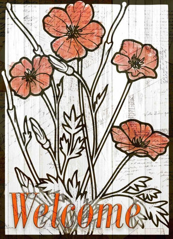 Welcome Poppies White Modern Wood Framed Art Print with Double Matting by Allen, Kimberly