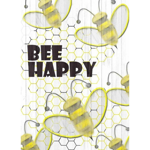 Bee Happy Black Modern Wood Framed Art Print with Double Matting by Allen, Kimberly