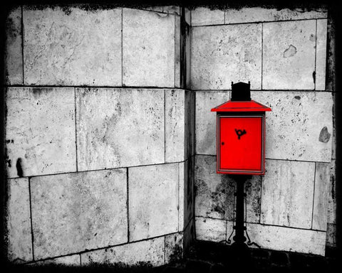 Red Mailbox White Modern Wood Framed Art Print with Double Matting by Allen, Kimberly