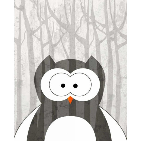 Woodland Owl White Modern Wood Framed Art Print by Allen, Kimberly