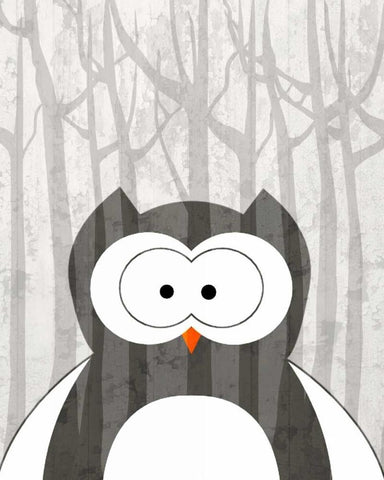 Woodland Owl Black Ornate Wood Framed Art Print with Double Matting by Allen, Kimberly