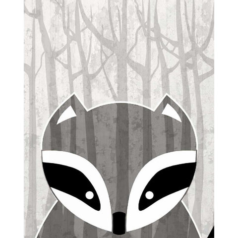 Woodland Racoon Black Modern Wood Framed Art Print by Allen, Kimberly