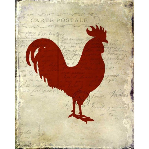 Rooster Silhouette 1 Black Modern Wood Framed Art Print with Double Matting by Allen, Kimberly