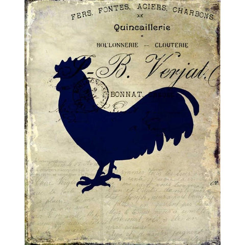 Rooster Silhouette 2 Black Modern Wood Framed Art Print with Double Matting by Allen, Kimberly