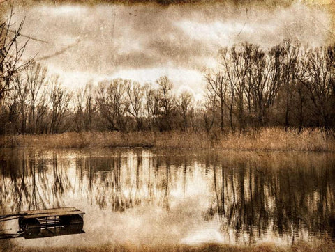 On the River 1 Black Ornate Wood Framed Art Print with Double Matting by Allen, Kimberly