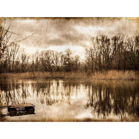 On the River 1 Black Modern Wood Framed Art Print with Double Matting by Allen, Kimberly