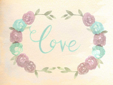 Flowered Love White Modern Wood Framed Art Print with Double Matting by Allen, Kimberly