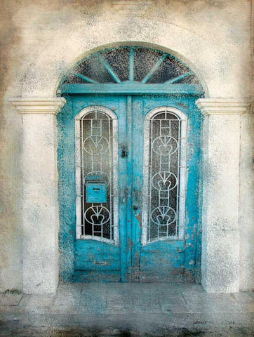 Teal Doorway White Modern Wood Framed Art Print with Double Matting by Allen, Kimberly