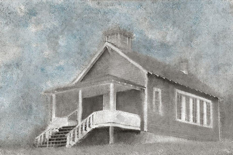 Steps to School Black Ornate Wood Framed Art Print with Double Matting by Kimberly, Allen