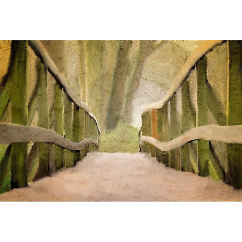 Across the Bridge Gold Ornate Wood Framed Art Print with Double Matting by Kimberly, Allen