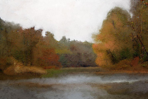 Fall River White Modern Wood Framed Art Print with Double Matting by Kimberly, Allen