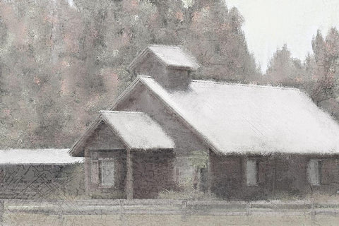 At the Farm White Modern Wood Framed Art Print with Double Matting by Kimberly, Allen