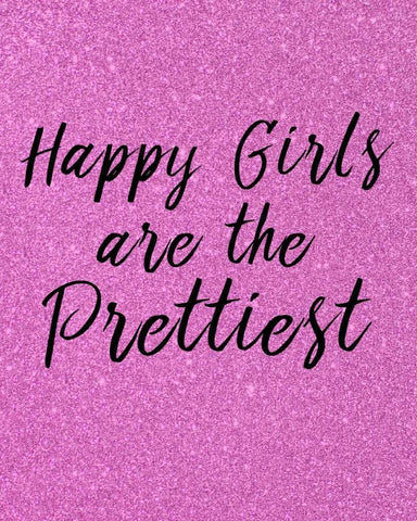 Happy Girls Pink White Modern Wood Framed Art Print with Double Matting by Allen, Kimberly