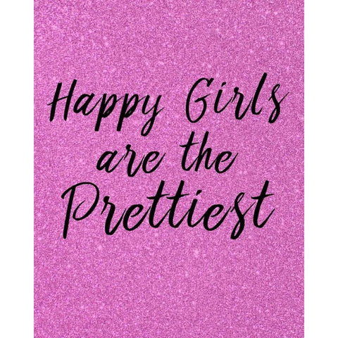 Happy Girls Pink Black Modern Wood Framed Art Print with Double Matting by Allen, Kimberly
