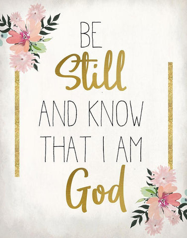 Be Still and Know White Modern Wood Framed Art Print with Double Matting by Kimberly, Allen