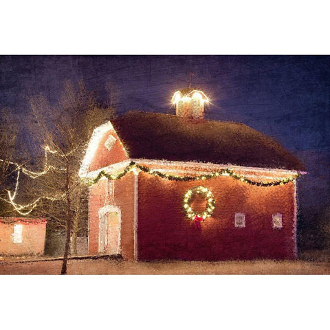 Christmas Barn Black Modern Wood Framed Art Print by Kimberly, Allen
