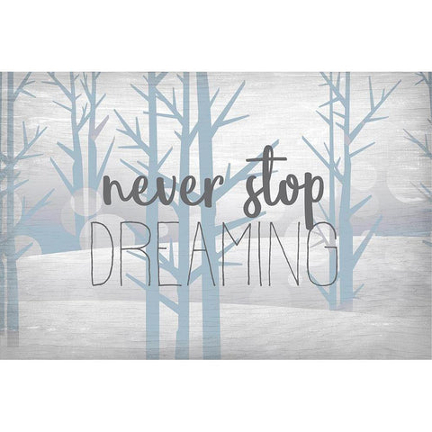 Never Stop Dreaming Blue Black Modern Wood Framed Art Print with Double Matting by Kimberly, Allen