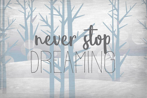 Never Stop Dreaming Blue Black Ornate Wood Framed Art Print with Double Matting by Kimberly, Allen