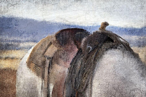 In The Saddle White Modern Wood Framed Art Print with Double Matting by Kimberly, Allen