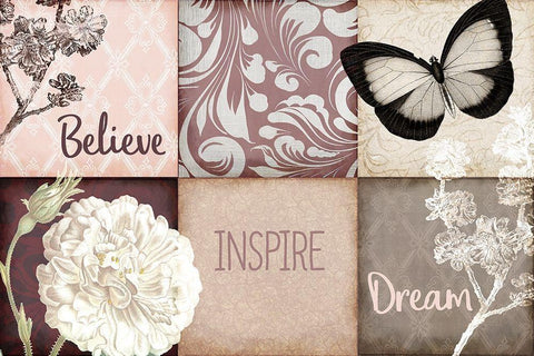 Believe Inspire Dream Black Ornate Wood Framed Art Print with Double Matting by Kimberly, Allen
