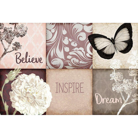 Believe Inspire Dream Black Modern Wood Framed Art Print with Double Matting by Kimberly, Allen