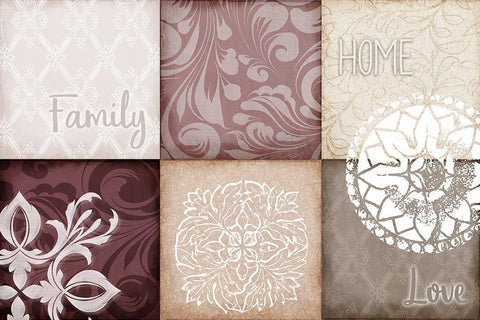 Home Family Love v2 White Modern Wood Framed Art Print with Double Matting by Kimberly, Allen