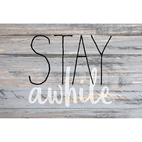 Stay Awhile Gold Ornate Wood Framed Art Print with Double Matting by Kimberly, Allen