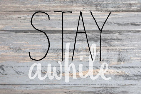 Stay Awhile White Modern Wood Framed Art Print with Double Matting by Kimberly, Allen
