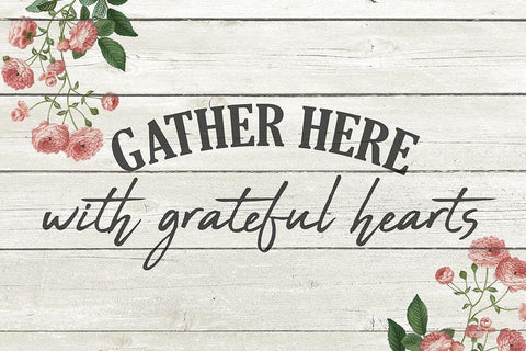 With Grateful Hearts Black Ornate Wood Framed Art Print with Double Matting by Kimberly, Allen
