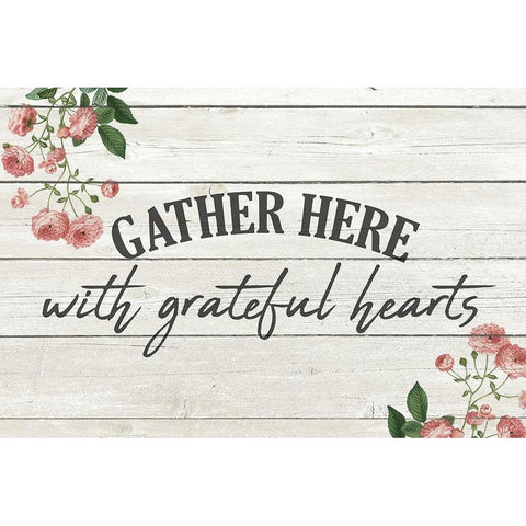 With Grateful Hearts Gold Ornate Wood Framed Art Print with Double Matting by Kimberly, Allen