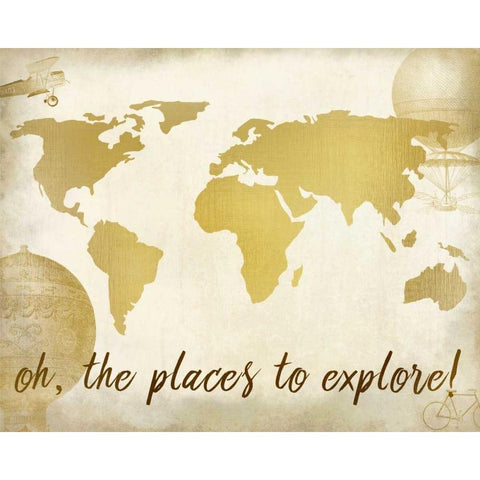 Oh the Places Black Modern Wood Framed Art Print by Allen, Kimberly
