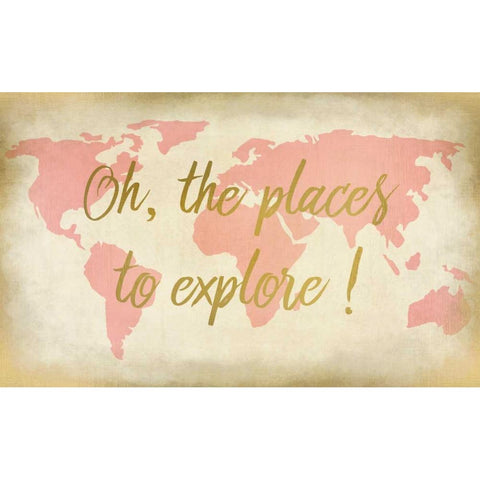 Oh The Places To Explore Gold Ornate Wood Framed Art Print with Double Matting by Allen, Kimberly