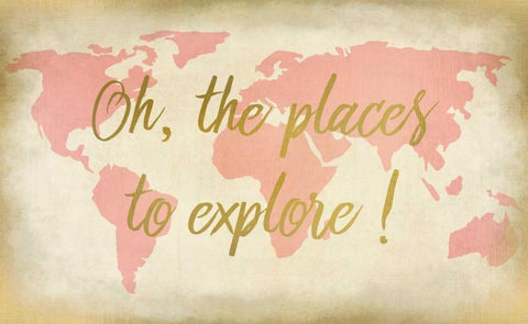 Oh The Places To Explore White Modern Wood Framed Art Print with Double Matting by Allen, Kimberly