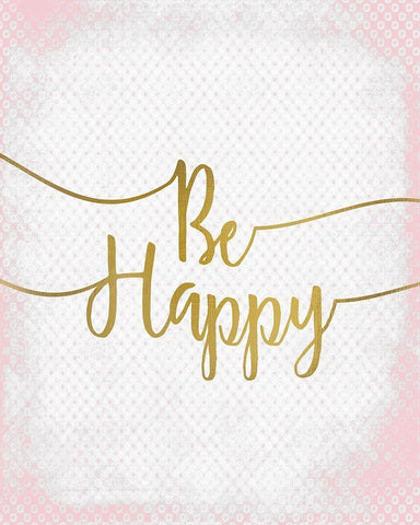 Be Happy Black Ornate Wood Framed Art Print with Double Matting by Kimberly, Allen