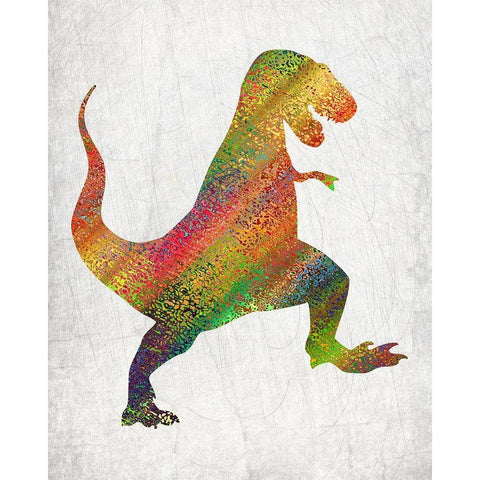 Bright Dino 1 Black Modern Wood Framed Art Print with Double Matting by Kimberly, Allen