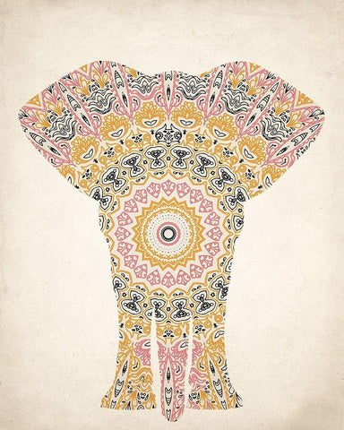 Mandala Elephant 2 Black Ornate Wood Framed Art Print with Double Matting by Kimberly, Allen