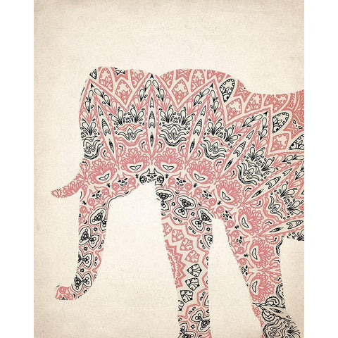 Mandala Elephant 3 White Modern Wood Framed Art Print by Kimberly, Allen