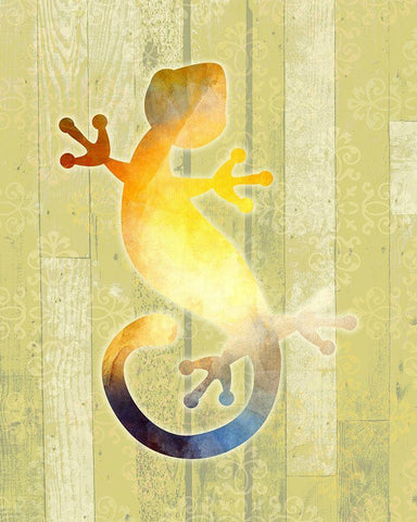 Painted Lizard 2 White Modern Wood Framed Art Print with Double Matting by Kimberly, Allen