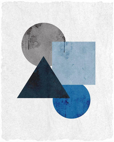 Blue Shapes 1 Black Ornate Wood Framed Art Print with Double Matting by Kimberly, Allen