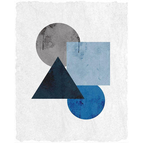 Blue Shapes 1 Black Modern Wood Framed Art Print by Kimberly, Allen