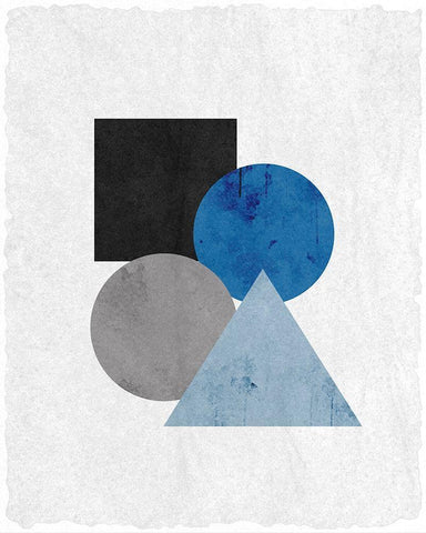 Blue Shapes 2 Black Ornate Wood Framed Art Print with Double Matting by Kimberly, Allen