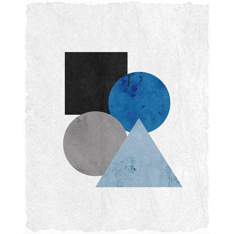Blue Shapes 2 Black Modern Wood Framed Art Print with Double Matting by Kimberly, Allen