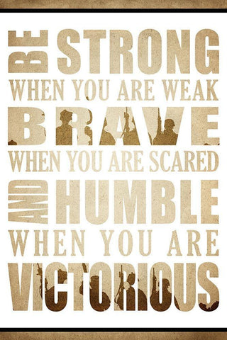 Be Strong White Modern Wood Framed Art Print with Double Matting by Kimberly, Allen