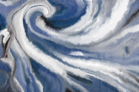 Indigo Swirl White Modern Wood Framed Art Print with Double Matting by Allen, Kimberly